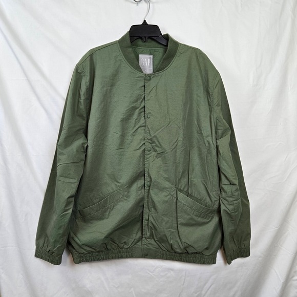 GAP Men's Succulent Green Lightweight Snap Button‎ Breathable Bomber Jacket XL - Picture 1 of 10